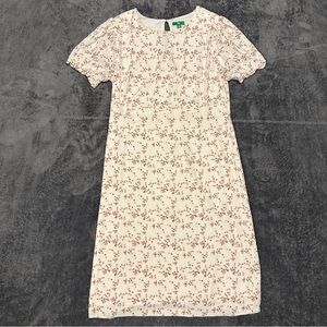 dip Cream Midi Dress with Pink Floral Print